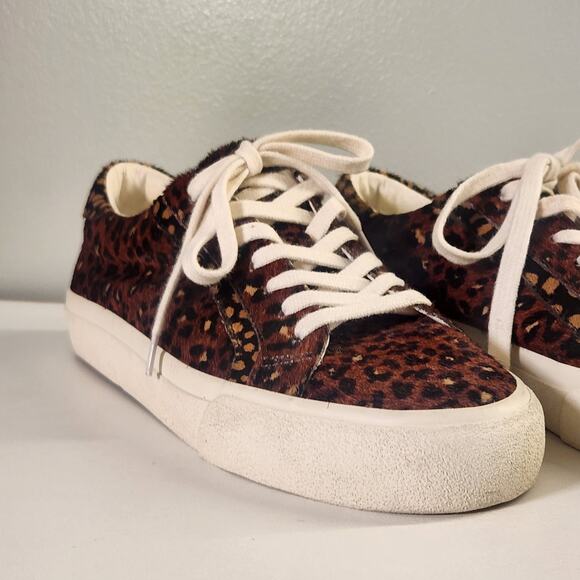 MADEWELL Sidewalk Sneakers in Painted Leopard Colorblock Calf Hair, Size 8 - Picture 6 of 13